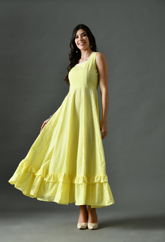 Mustard Yellow Cotton Maxi Dress