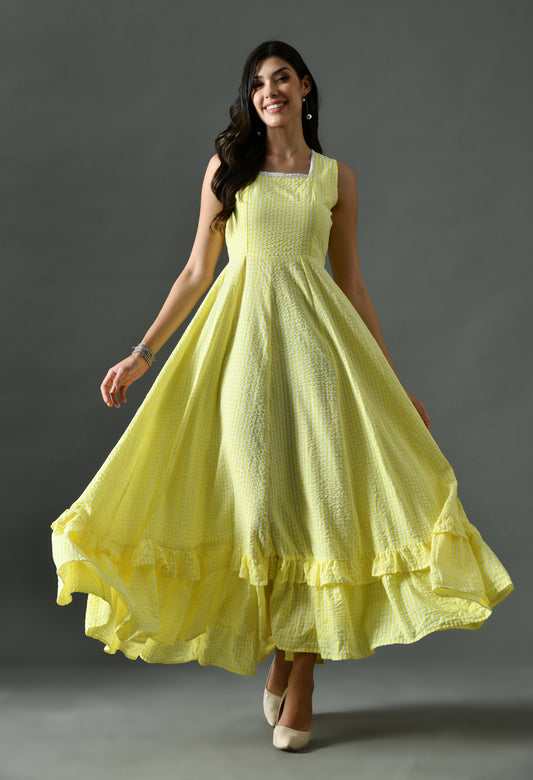 Mustard Yellow Cotton Maxi Dress