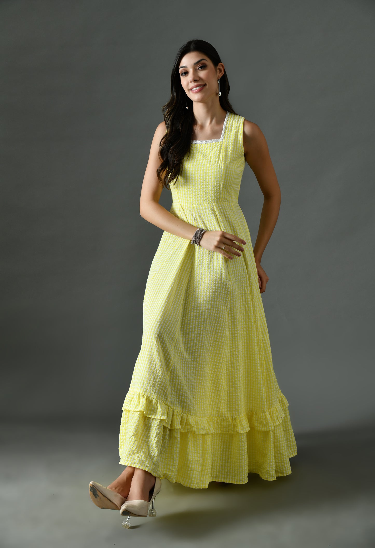 Mustard Yellow Cotton Maxi Dress