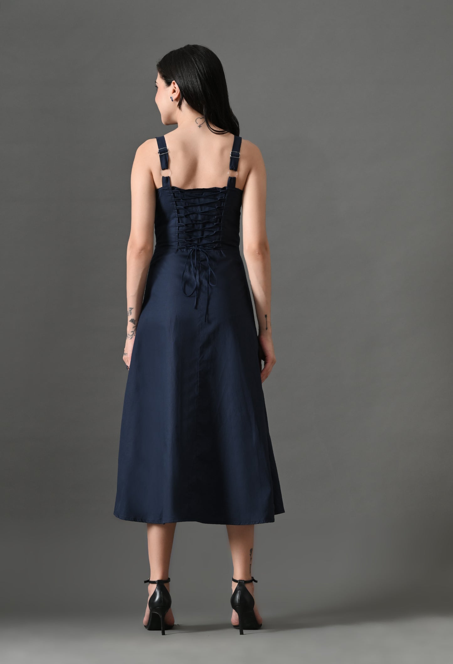 Navy bustier maxi dress