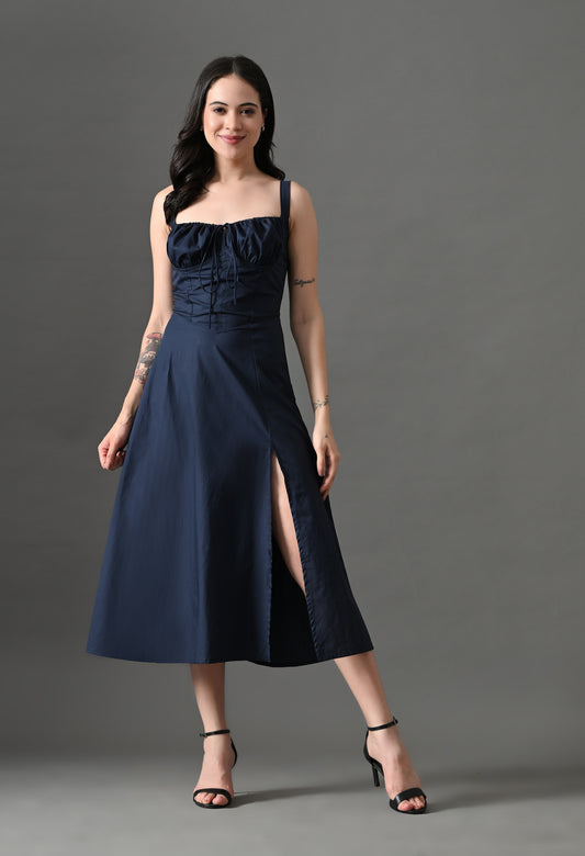 Navy bustier maxi dress