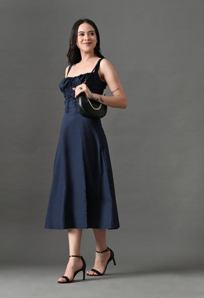 Navy bustier maxi dress