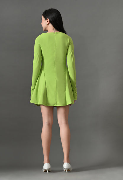Neon green sweetheart neck mini dress