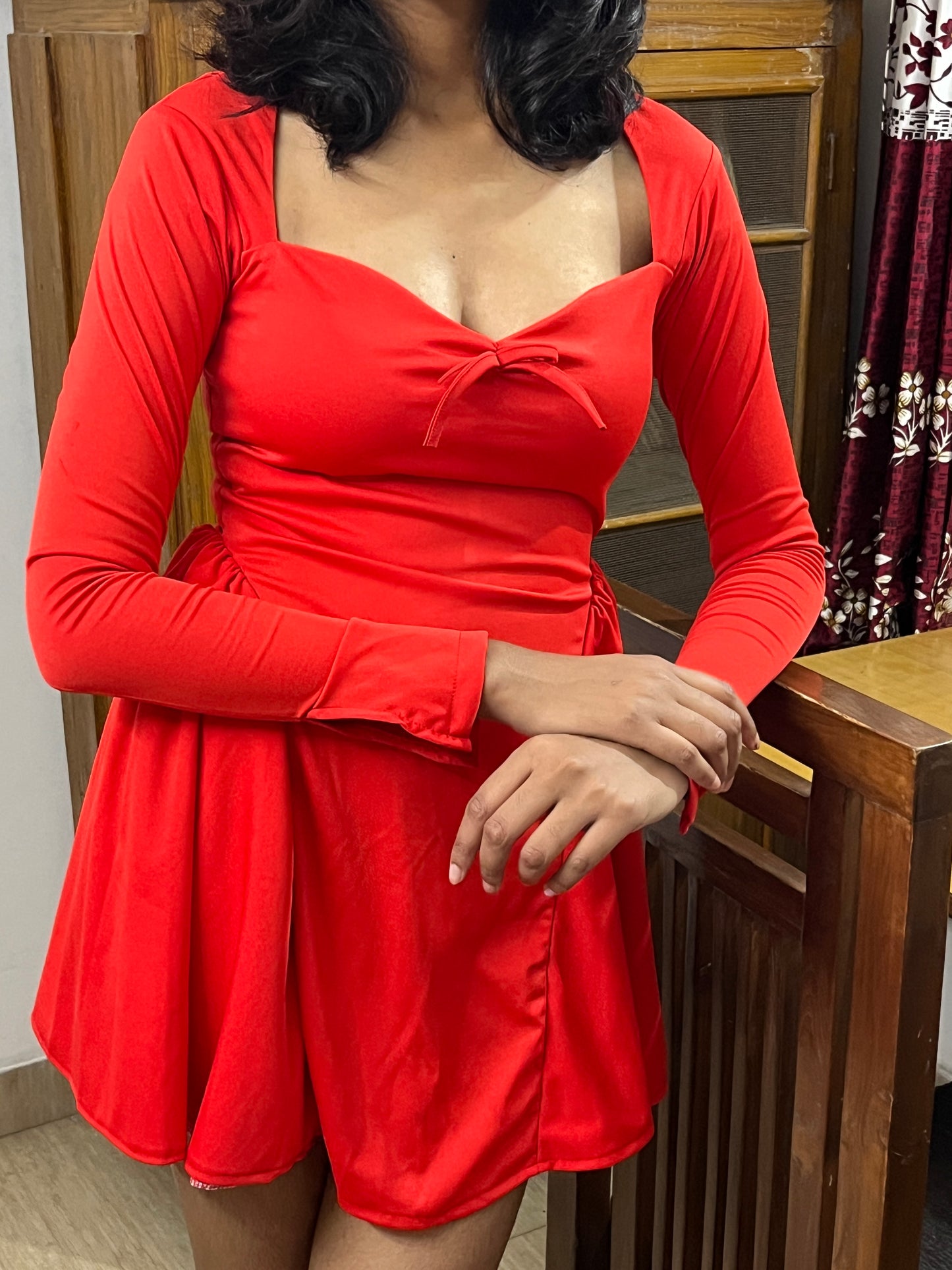 Red sweetheart mini dress