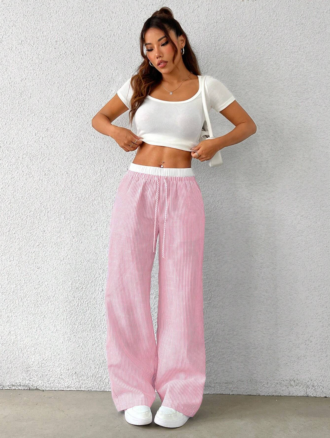 Pink stripes pants