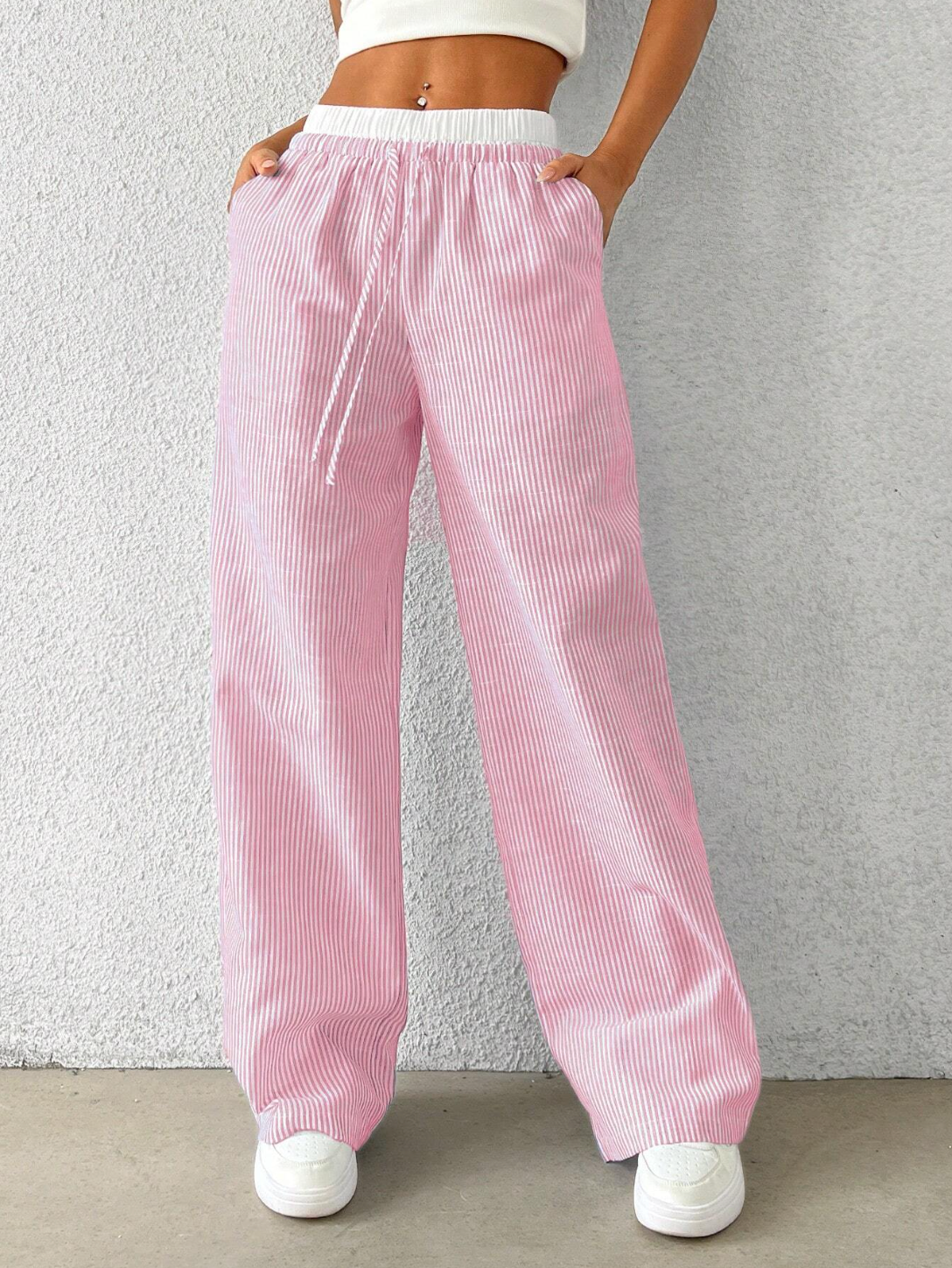 Pink stripes pants