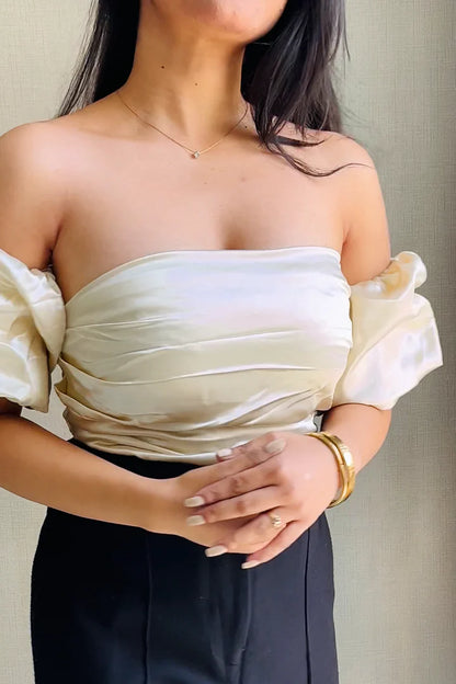 Cream Satin Top